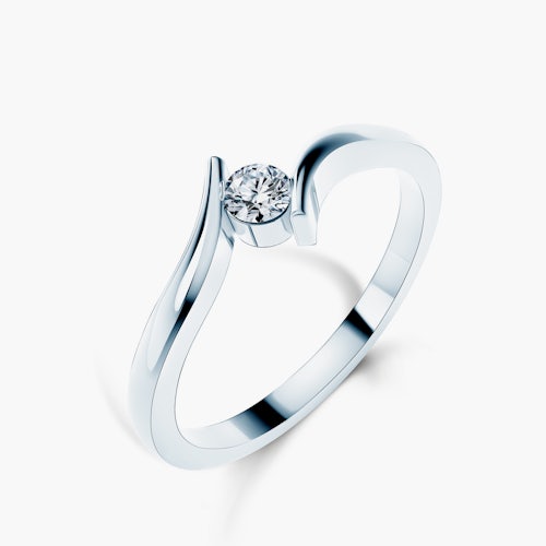 Pierścionek zaręczynowy SAVICKI: białe złoto, diament